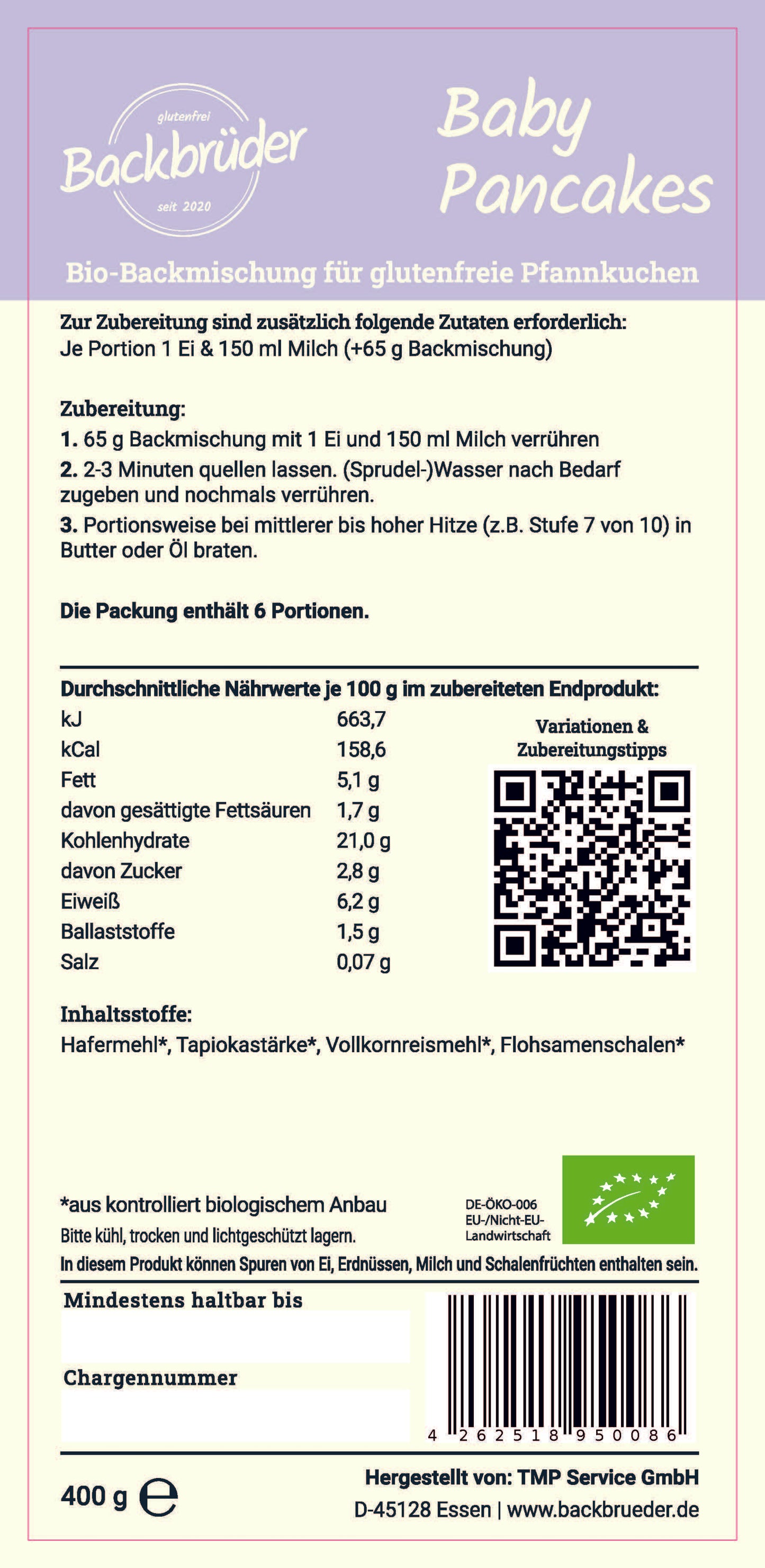 Baby Pancakes - Bio-Backmischung – fluffig, glutenfrei & einfach zubereitet