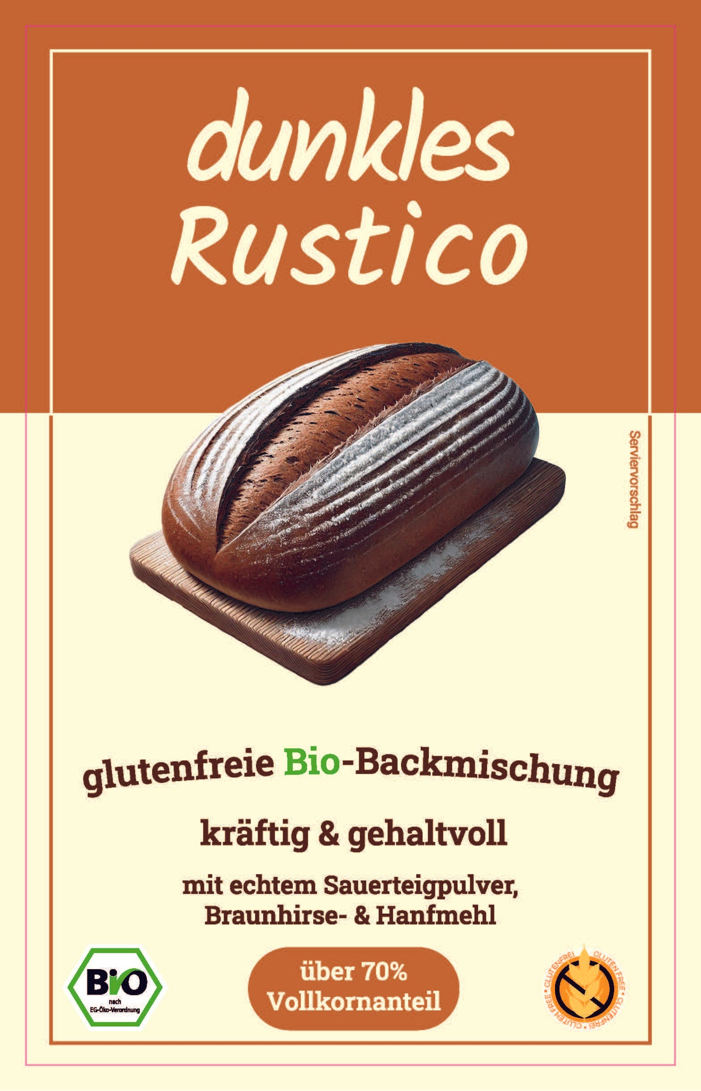 Dunkles Rustico - Bio-Backmischung – kräftiges, glutenfreies Brot mit Biss